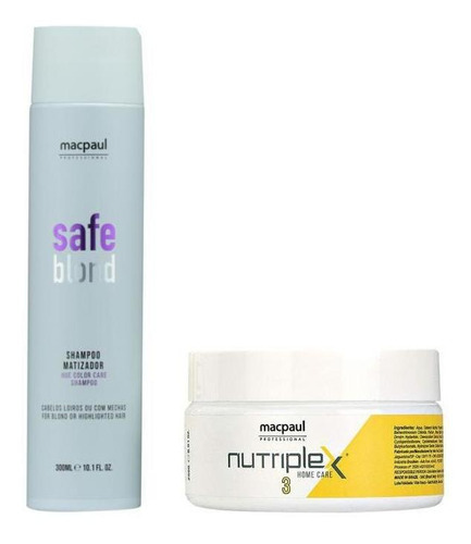 Kit Shampoo Safe Blond 300ml + Máscara Nutriplex Nº3 250g