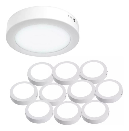 10pz Lampara Led Techo Sobreponer Luminaria Plafon Luz 18w