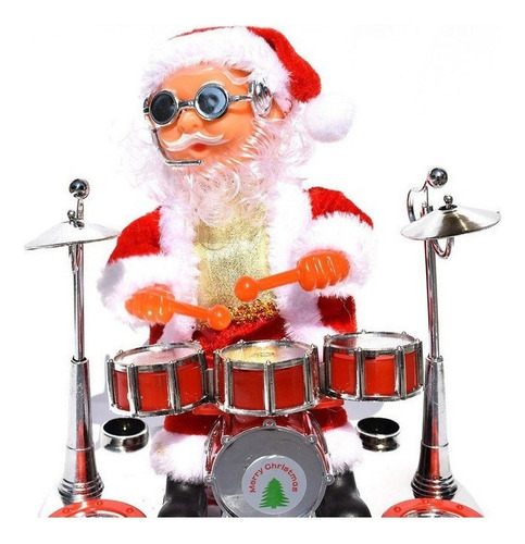 A Navidad Santa Claus Tocando El Saxofón Con Adornos