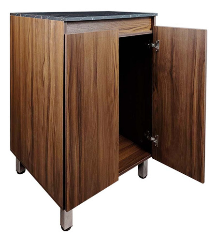 Cocina Integral Con Gabinete Inferior Y Alacena Decomobil Color Parota - Mármol Negro