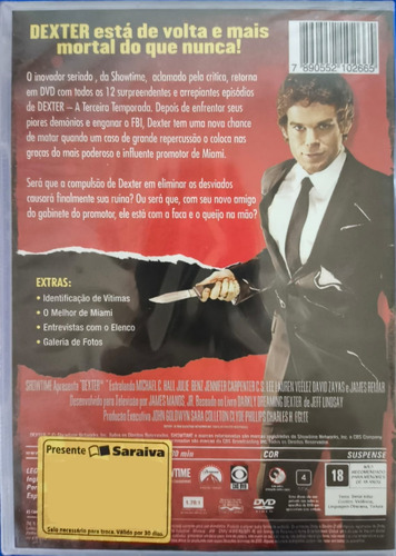 Dvd Box Dexter 3a Temporada - Original (lacrado)