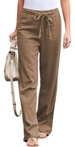 Pantalones Sueltos De Algodón Y Lino,acogedor Color Sólido
