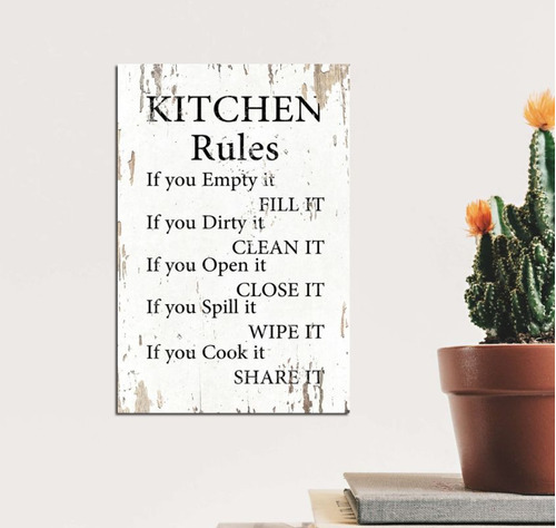 Vinilo Decorativo 50x75cm Kitchen Rules Reglas Cocina M9