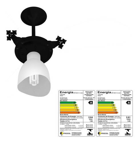 Ventilador Teto Cristal - Motor Grande - 3p Transparente Estrutura Preto 110v