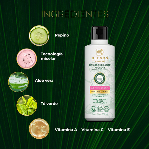 Desmaquillante Micelar Blends Botanicare Detox 350 Ml