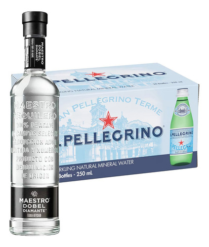 Pack 24 Agua San Pellegrino 250 Ml + Tequila Maestro Dobel D