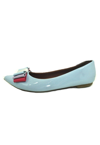 Sapatos Femininos Sapatilha Verniz Azul Bebe Laço Dani K