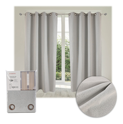 Cortinas 100% Blackout Largas 140x230cm Tres Capas Hogar Gris Haspeado