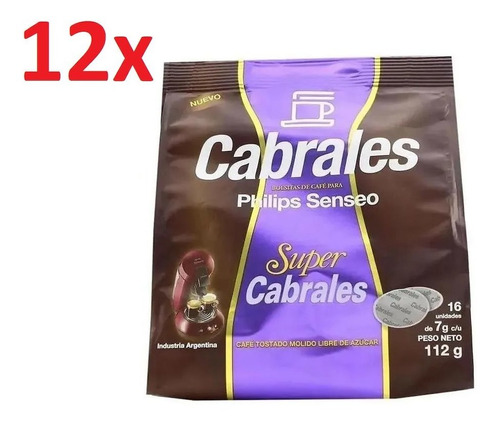 12x Cafe Cabrales Super Hd1280 Philips Senseo Capsula