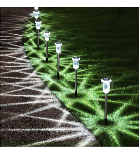 Solar Pathway Outdoor 10 Pack Led Estaca De Jardín De Acero 