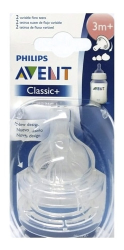 Tetina Suave - Flujo Philips Avent  2u.  3m+ - Classic+ 