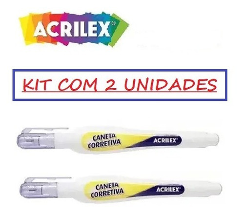 2 Canetas Corretivas Para Papel Escritório Escola Branquinho