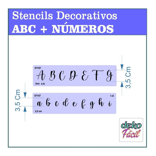 Stencil Decorativo Abc+números 3,5cm Altura De La Fuente