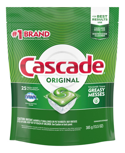 Detergente para lavavajillas Cascade Original actionpac fresh en pack 25 u