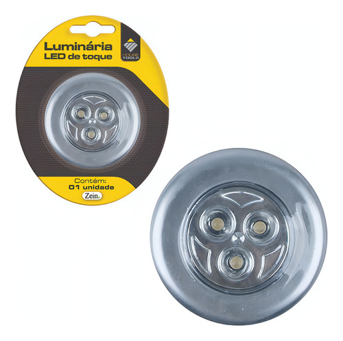 Luminaria Led Spot Sem Fio Luz Segurança Emergencia De Toque Cor Prateado Prata