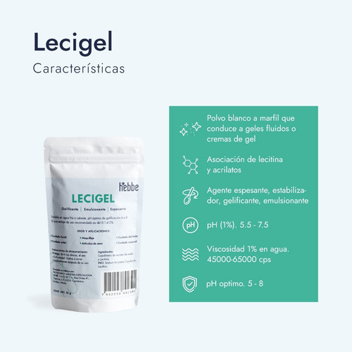 Imagen 2 de 10 de Lecigel Gelificante Espesante 10g (serum, Cremas En Gel)