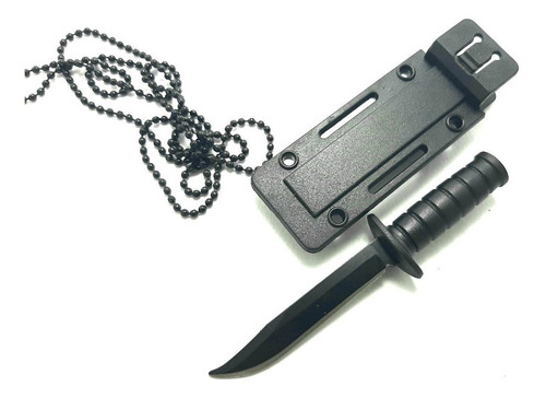 Mini Cuchillo Tactico Hoja 5,5 Cm Funda Rigida Cadena Negro