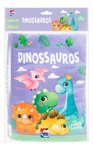 Livro Dinossauros de Brijbasi Art Press Edição 1 da Coleção Meu Livro-Travesseiro em Português 2024 por Editora Happy Books
