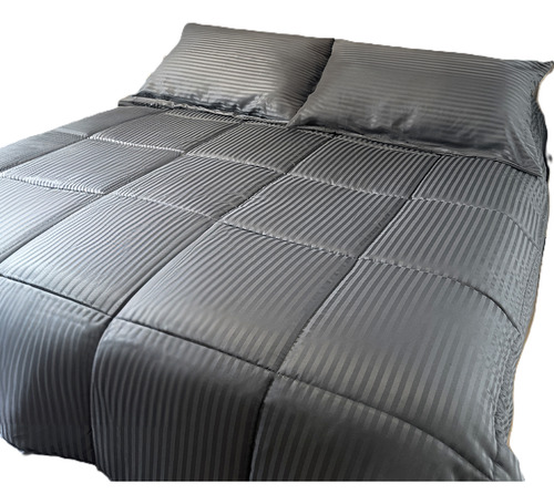 Acolchado Dobby Con Fundas De Almohada King Size 260x280 Cm Color Gris Oscuro - Pret A Home