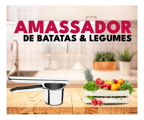 Espremedor Amassador Batata Purê Aço Inox Original Classic