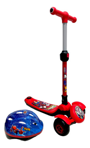 Scooter Spiderman Mattel Casco Luces, Timón Ajustable