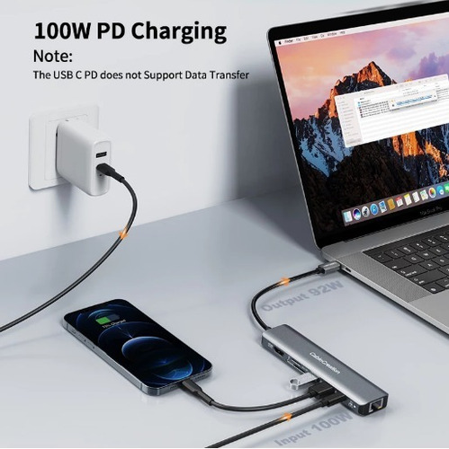 Hub Usb-c 7-em-1 C/ Hdmi4k@60hz Rj45 Sd P/ Macbook Ipad Dock