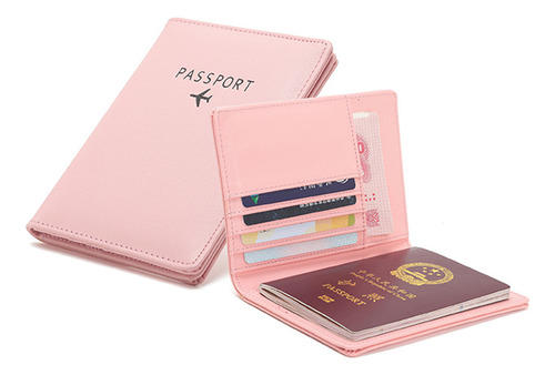 Billetera Multiusos Para Pasaporte De Viaje Q, Tríptico, Doc Color Rosa