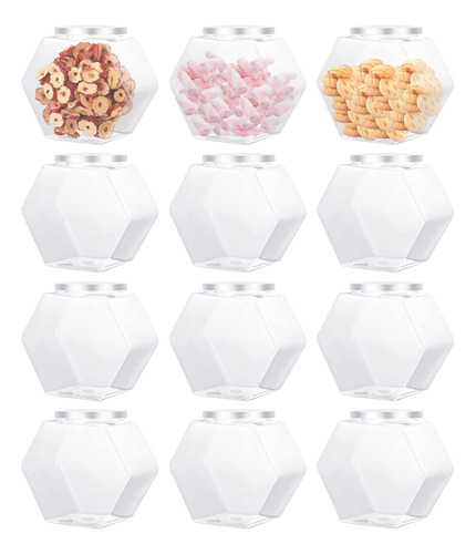 Merkaunis 12 Tarros Hexagonales De Plastico Transparente Par