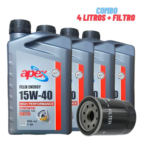 Aceite 15w40 Semi Sintetico Apex Pack 4lts + Filtro