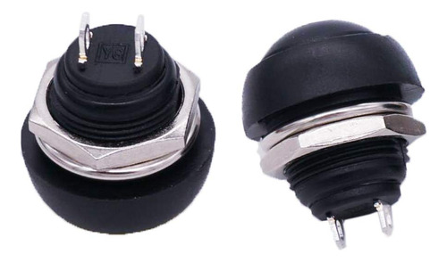 10 Piezas - Pbs-33b Mini Push Button Boton Contra Agua 12mm Color Negro