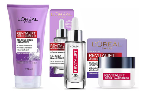 Kit L'oréal Paris Ácido Hialurónico Gel + Sérum + Crema Día