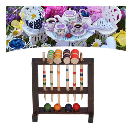 Mini Croquet Jogo 1/12 Escala Dollhouse Acessório Ature