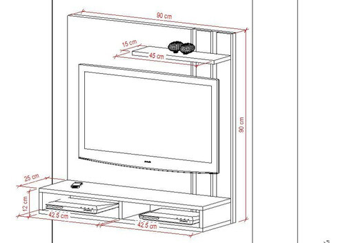 Painel Para Sala Tv 32 Polegadas Com Nicho E Prateleira