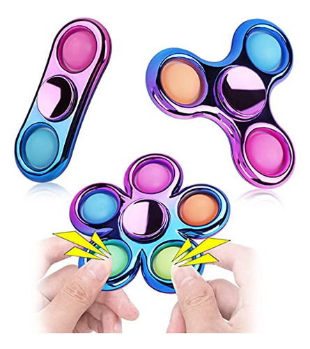 Aveloki Pop Fidget Spinners 3 Pack, Push Pop Bubble 55x9r