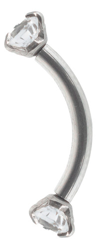 Piercing Microbell Curvo Titânio Zircônias 12mm Orelha Rook Cor Prateado