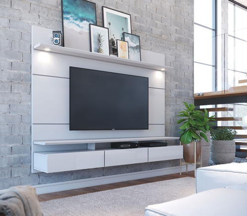 Mueble Tv Moderno Flotante Con Panel Lacado  Ref: Mural22