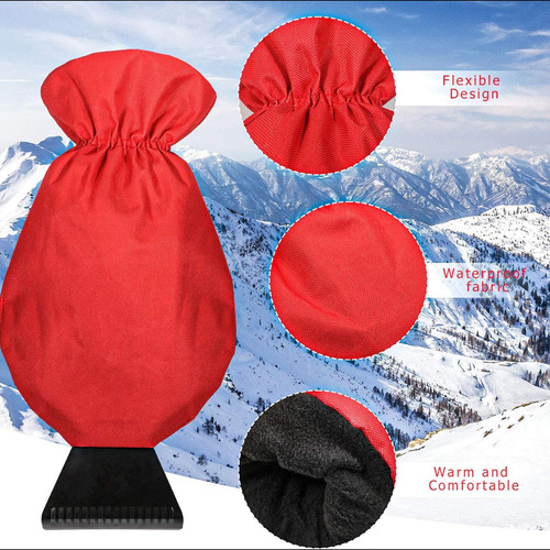 Prevenga Los Rasguños Auto Snow Ice Scraper Mitt Rojo