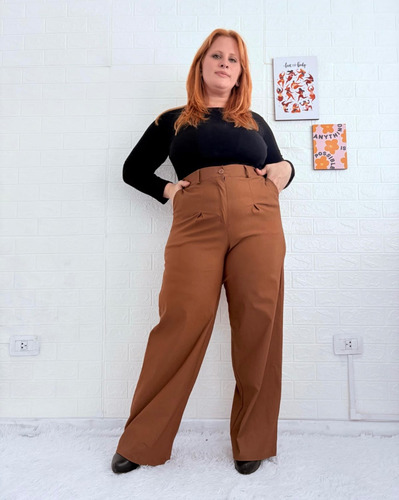 Pantalón Vestir Talles Grande Sastrero Especial Mujer Palazo