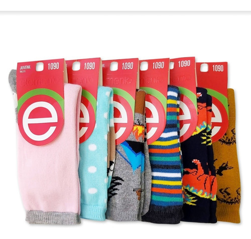Imagen 3 de 9 de Pack X 6 Medias Elemento Niños Largas Juvenil Varón Nena