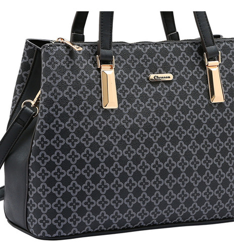 Bolsa Grande Para Trabalhar Transversal Mão Estruturada De Couro PU Cor Preta Elegante