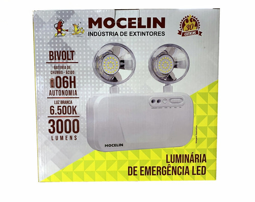 Luminária Luz De Emergência 3000 Lumens Aprovado Mocelin 110/220v Comercial Industrial Residencial Lanterna Camping