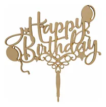 Comprar 50 Letreros Cake Toppers Happy Birthday 15x15cm Mdf Mayoreo