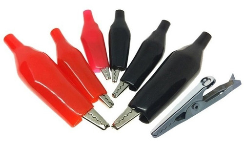 Lote 10x Pinza Cocodrilo Grande 43mm Roja Y Negra -pdiy-