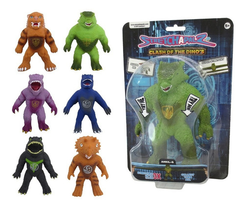 Imagen 2 de 6 de Muñeco Estirable Dinosaurio Bestias Stretchapalz Fidget Trio