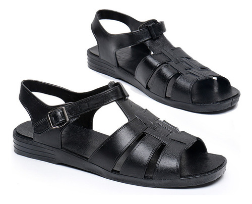 25-3 Sandalias De Suela Blanda Con Tacón Plano Retro De