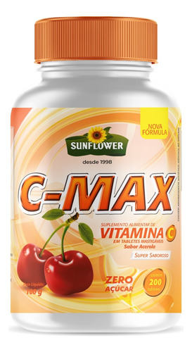  C-max Vitamina 200 Tabletes Mastigáveis - Sunflower