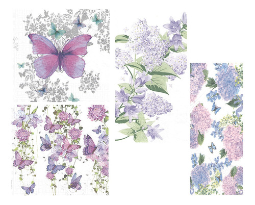 Imagen 1 de 6 de Servilletas Decoupage Mariposas Y Flores Lila Laura Craft