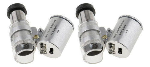 2pcs 60x Lupa Miscroscopio Joyería Lupa Con Luz Uv Y