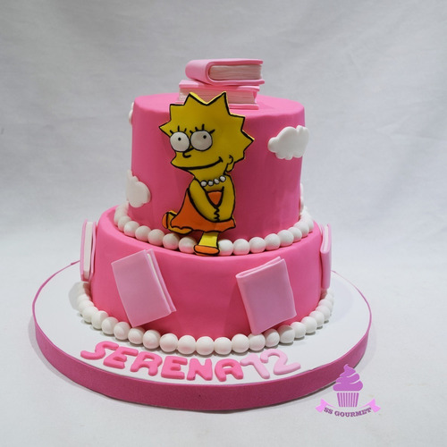 Torta Tematica Lisa Simpson - Rosa 30 Personas Personalizada