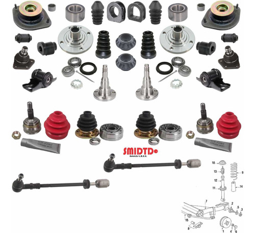 Kit Bases Rotulas Bujes Mazas Espigas Vw Caribe 1.8 75-86